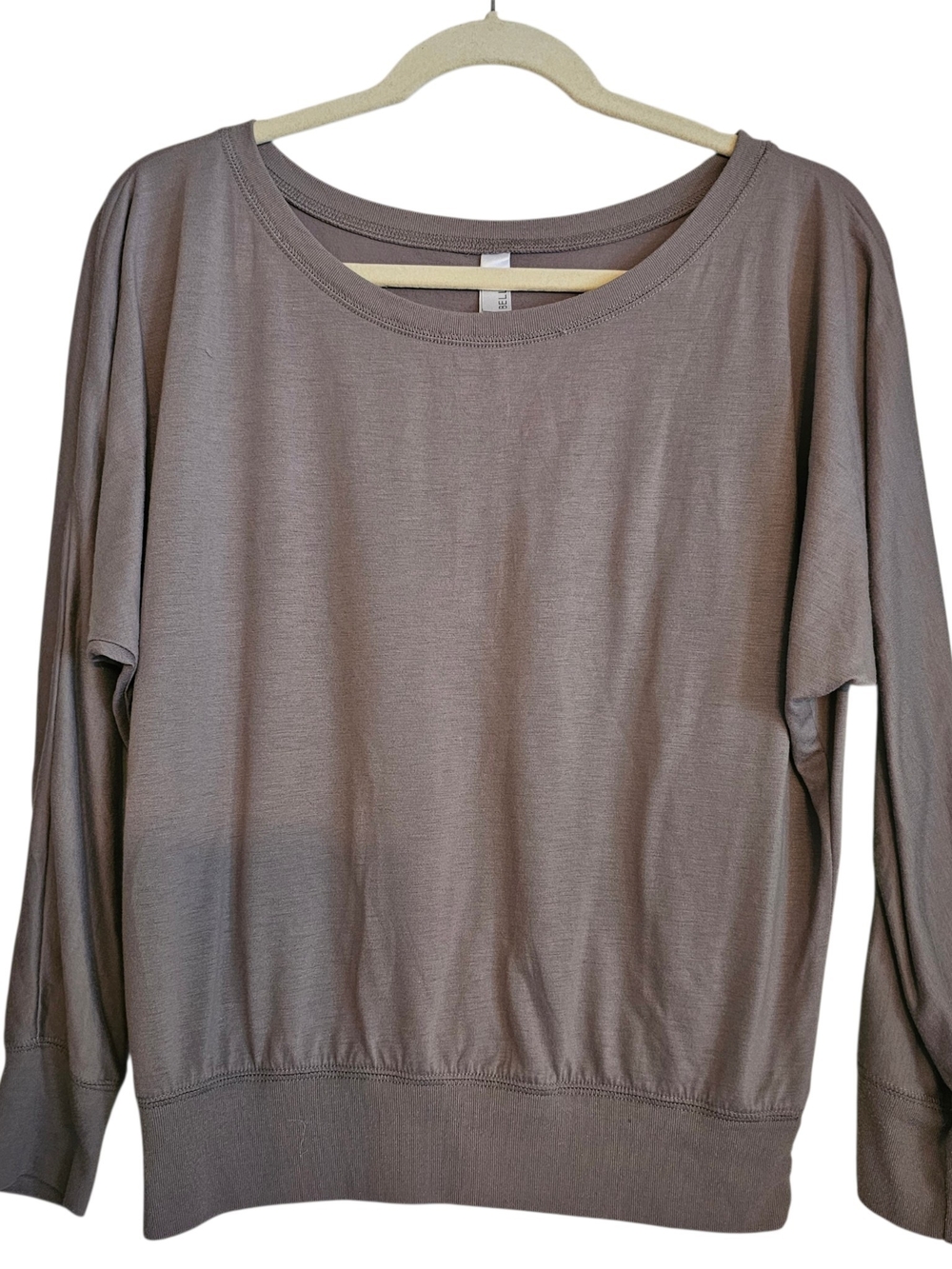 Bella Taupe Long-Sleeve Boatneck Dolmen Top